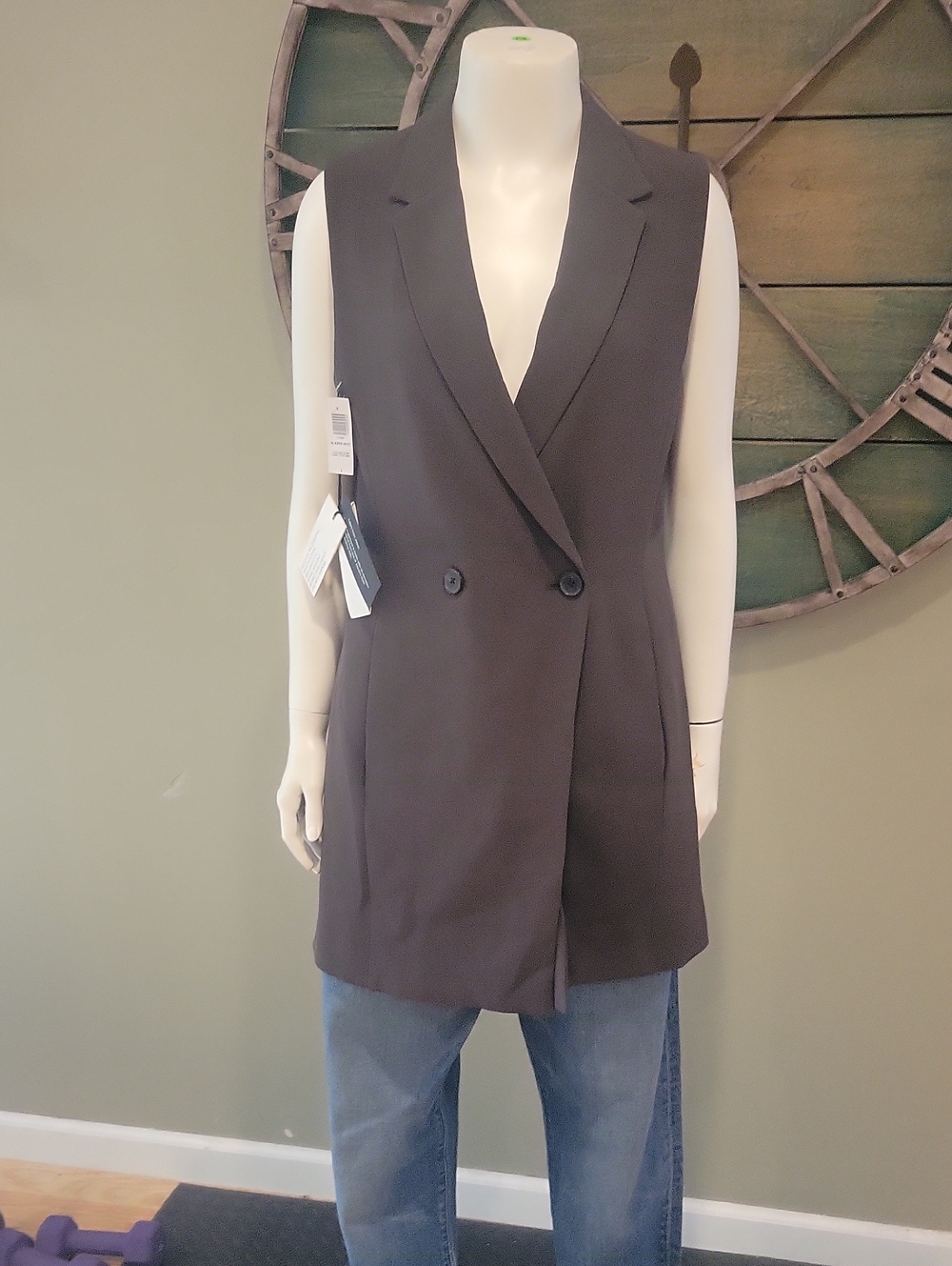 Babaton By Aritzia Sleeveless Double-Breasted Tuscan Olive Blazer Vest